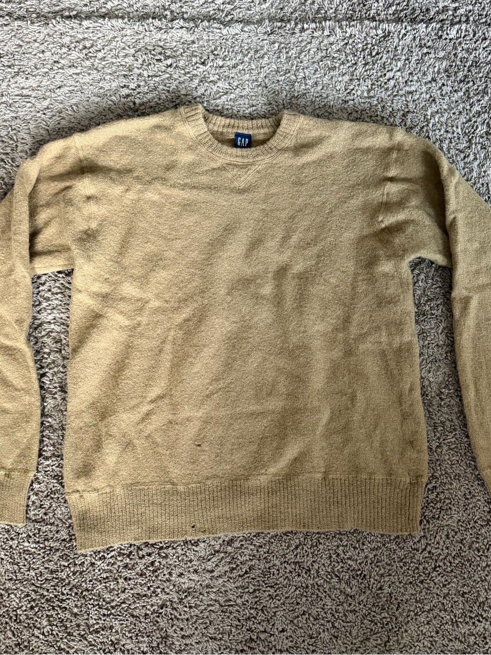 GAP Men's Crewneck Sweater in Camel/Tan 100% Wool